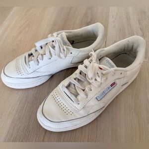 Reebok Classic Club C Leather Sneakers White Size 8 Vintage Style